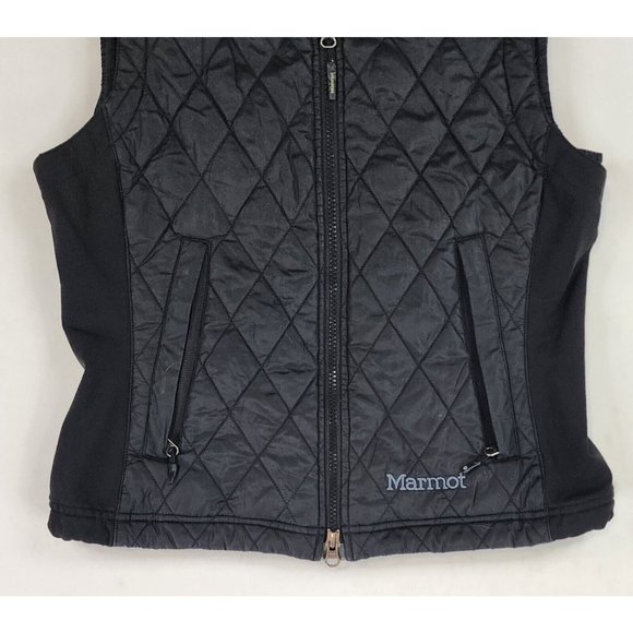 Marmot Vest Womens Small Black Logo Classic Quilted Puffer Outdoor Ski Hiking - Picture 8 of 12